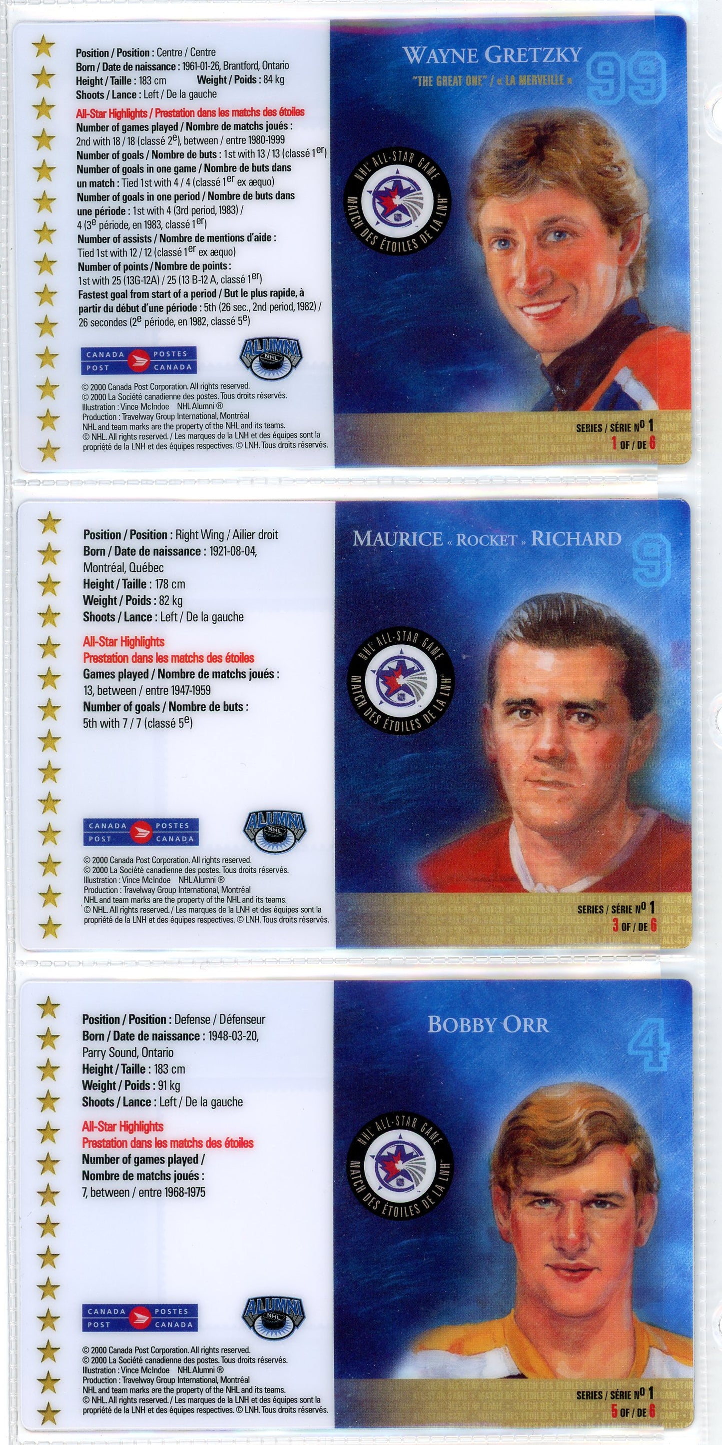 2000 Canada Post 50th NHL All-Star Game Souvenir Stamp Set