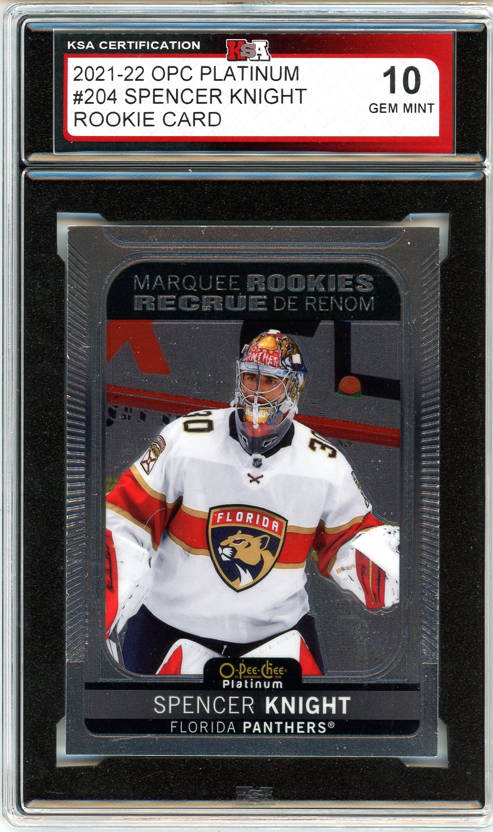 2021/22 OPC O-Pee-Chee Platinum Spencer Knight Graded Rookie Card #204 KSA 10