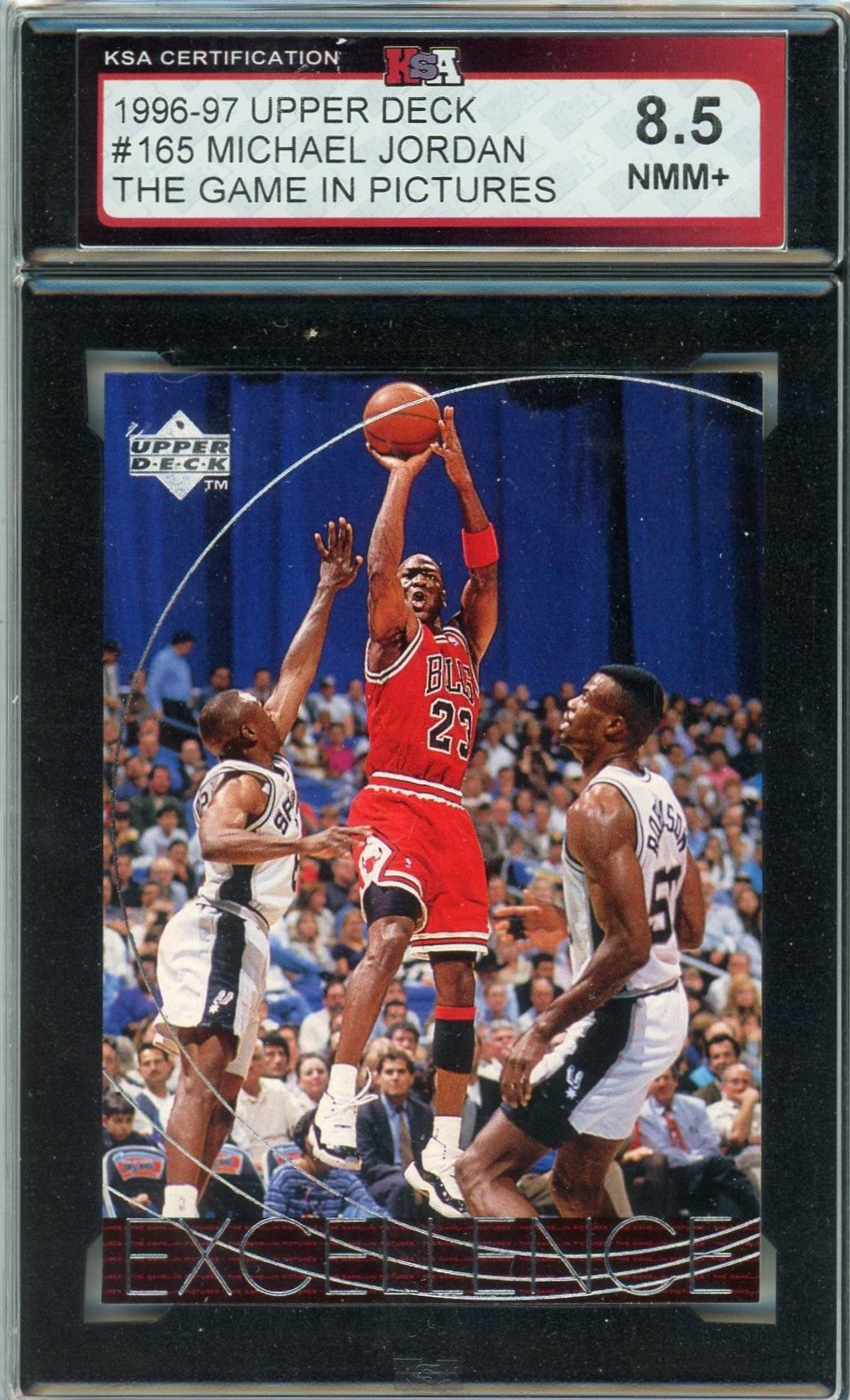1996/97 Upper Deck Michael Jordan Game in Pictures Graded Card #165 KSA 8.5