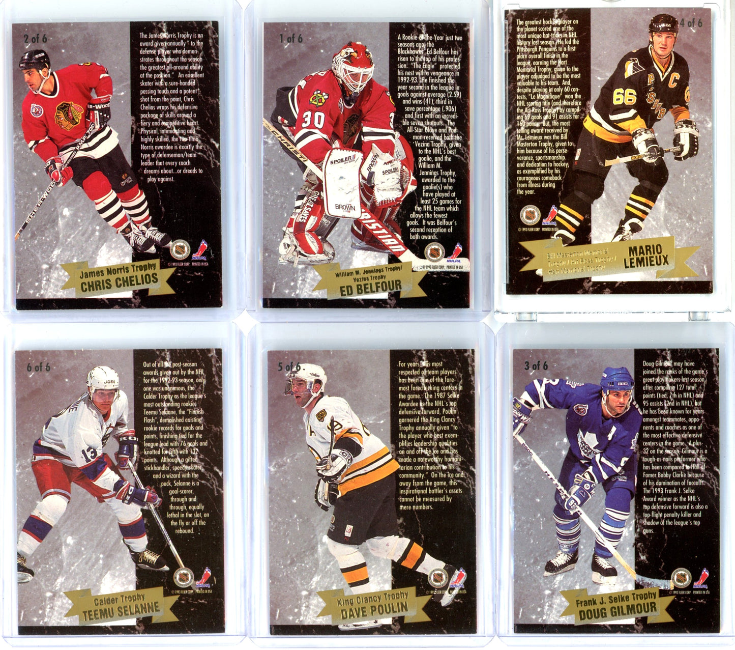 1993/94 Fleer Ultra Award Winners Complete Hockey Card Set (6 Cards)