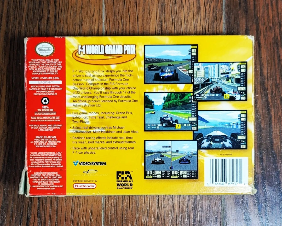 Original Nintendo N64 Formula 1 Racing Game Includes Box/Manual