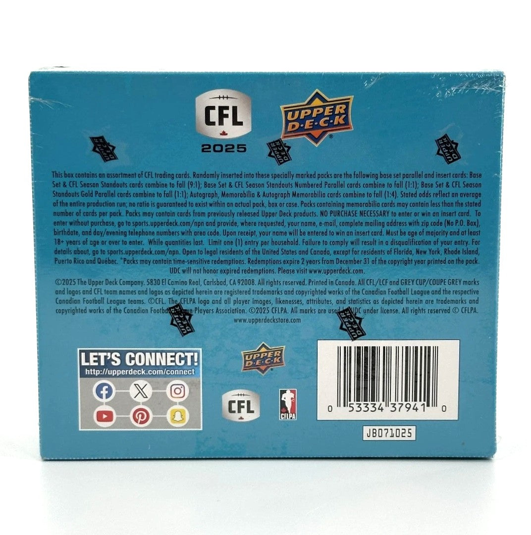 2025 Upper Deck CFL Football Hobby Box (8 Packs) Sealed