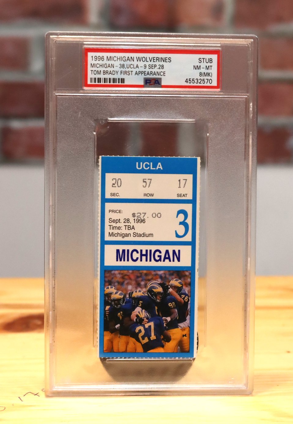 Lot Detail - 1996 Tom Brady Michigan Wolverines College Debut Ticket Stub -  PSA NM-MT 8