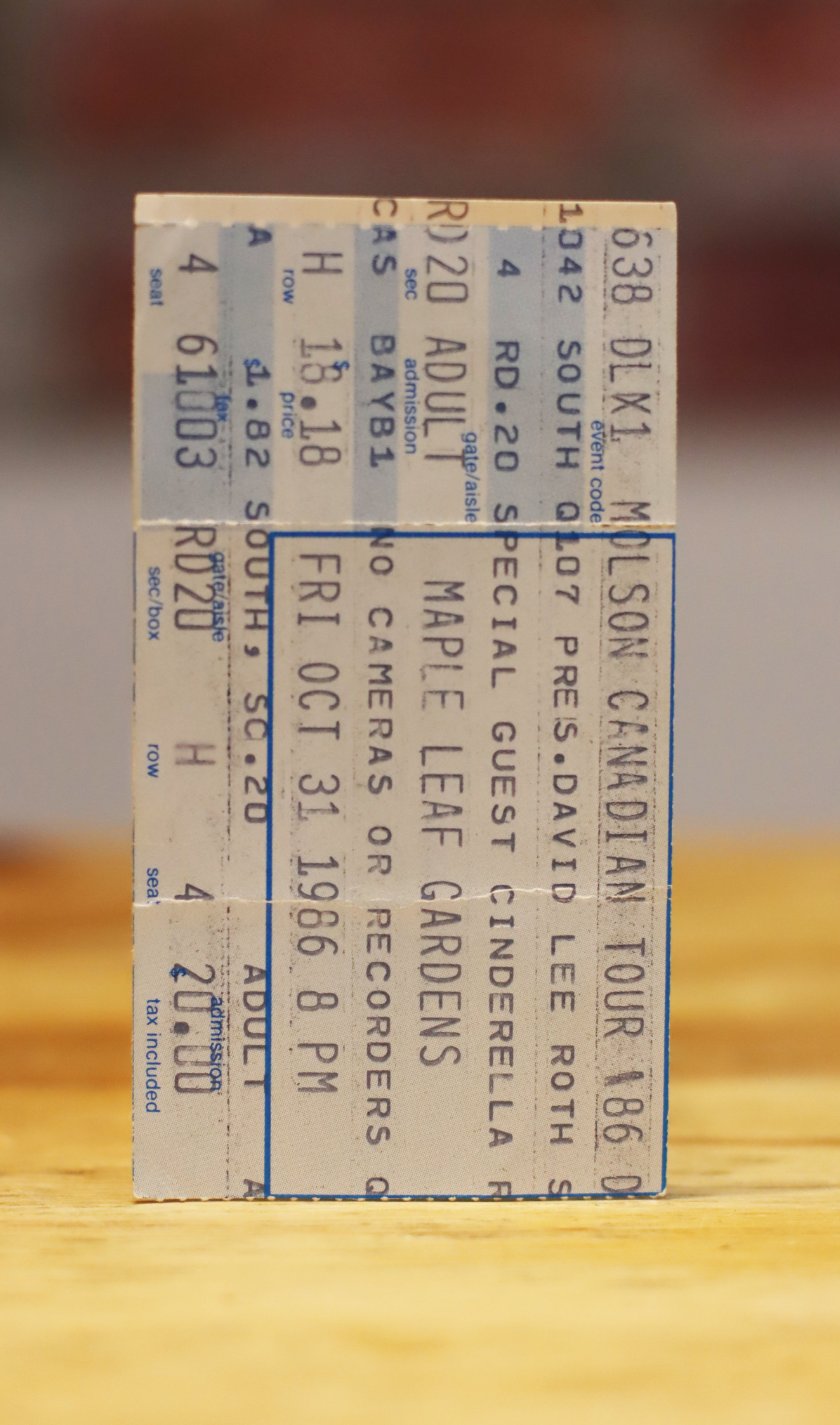 David Lee Roth 1986 Maple Leaf Gardens Toronto Original Vintage Concert Ticket Stub