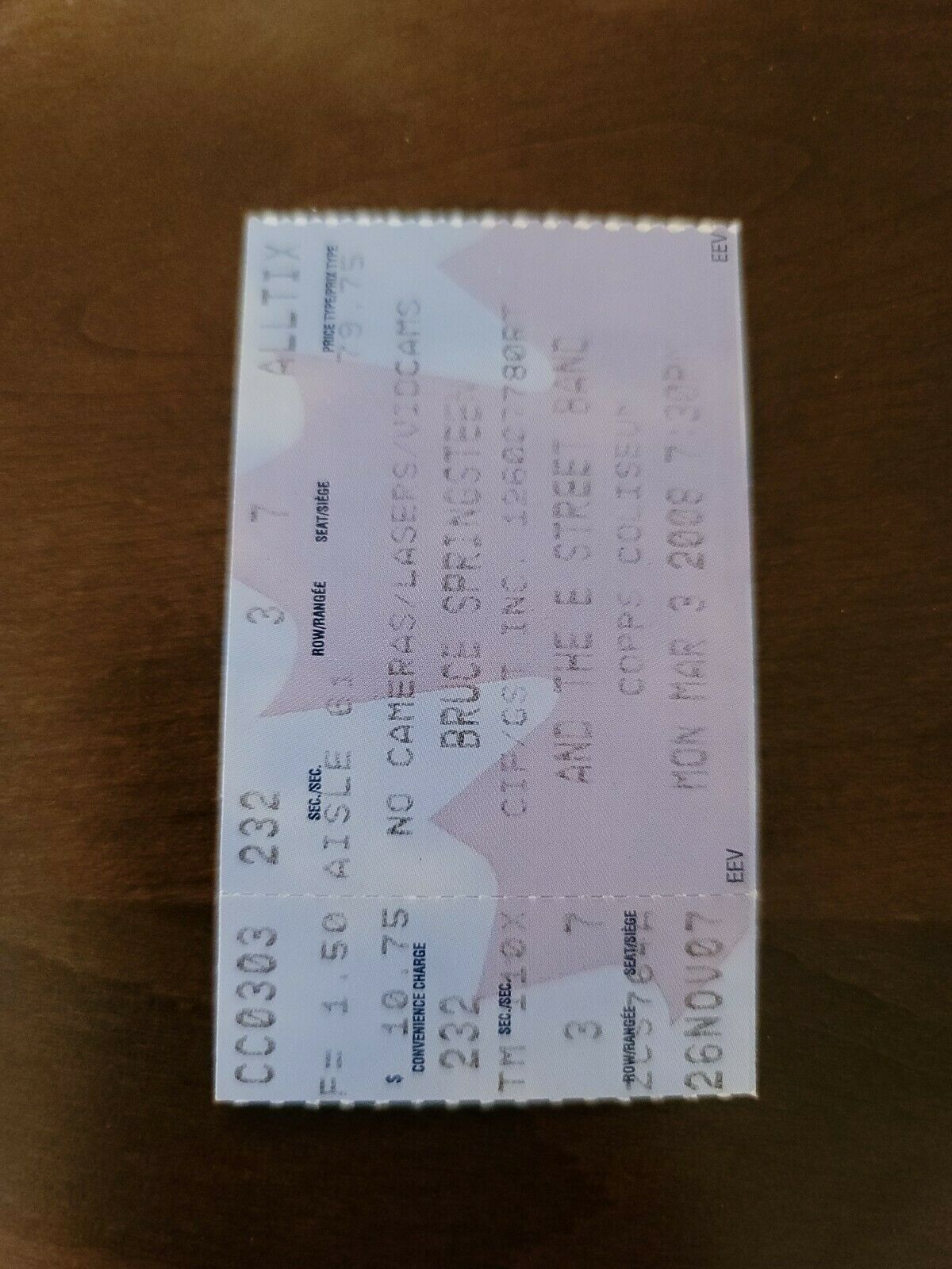 Hamilton shop ticket stub