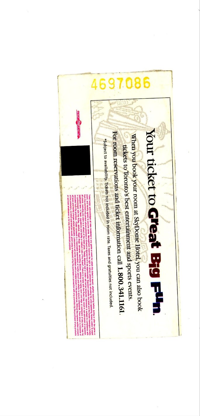 Black Sabbath Vintage Concert Ticket Stub Skydome (Toronto, 1999)
