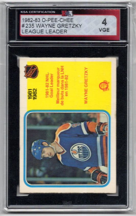 1982/83 OPC O-Pee-Chee Wayne Gretzky League Leader Graded Card #235 KSA 4.0