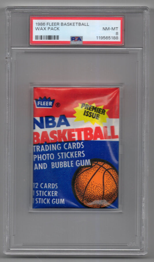 1986 Fleer Basketball NBA Graded Wax Pack Possible Michael Jordan Rookie Card PSA 8