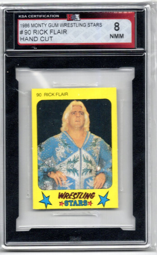 1986 Monty Gum Wrestling Stars Rick Flair Wrestling Card #90 KSA 8.0