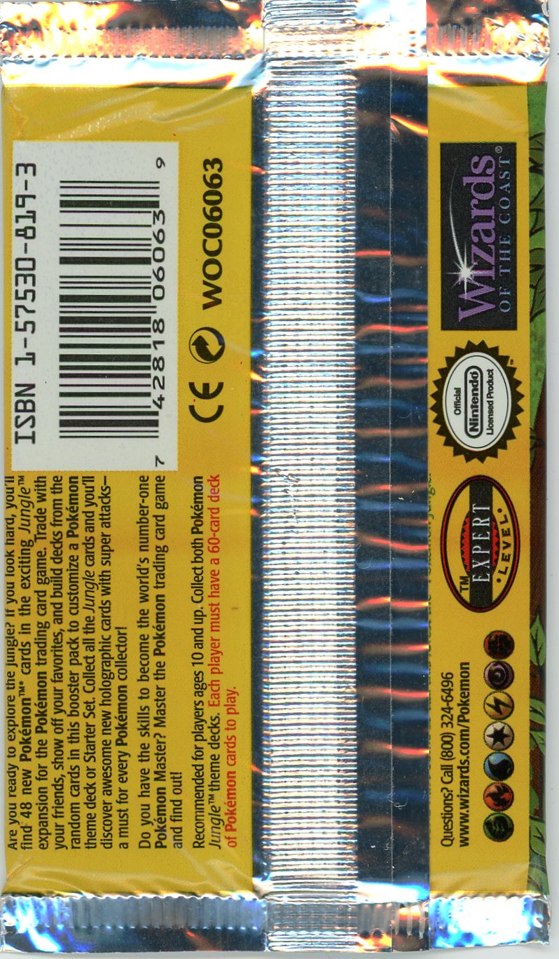 1999 Vintage Pokemon Jungle Booster Pack Sealed Wizards of the Coast (Weighed Heavy)