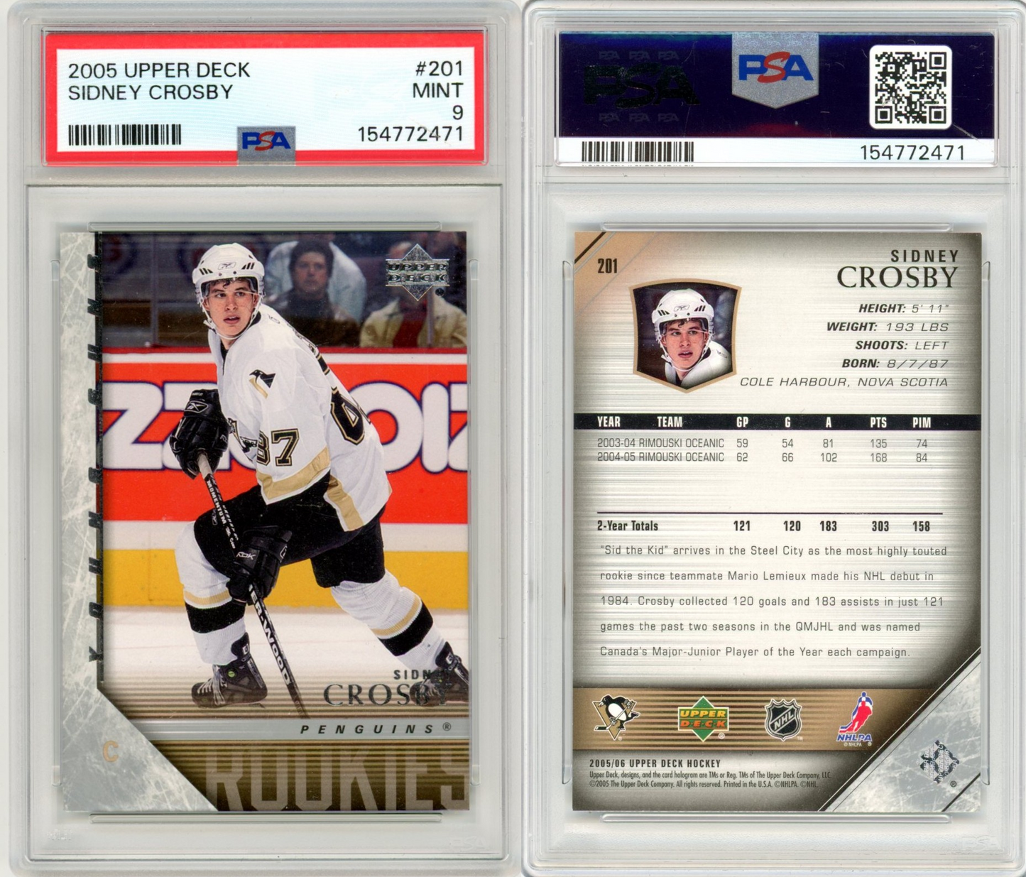 2005/06 Upper Deck Series One & Two Master Set (601 Cards) All Young Guns & Inserts Crosby, Ovechkin PSA 9