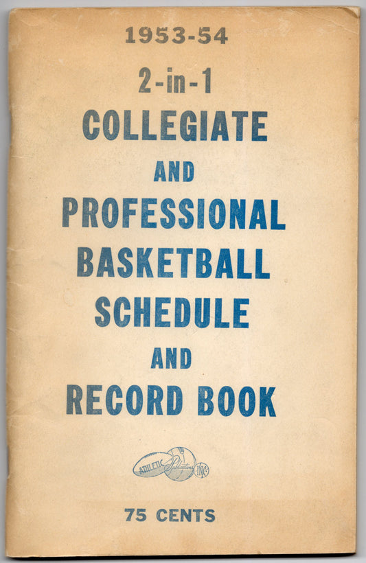 1953/54 Athletic Publications 2-in-1 Collegiate and Pro Basketball Schedule Record Book Vintage Paperback