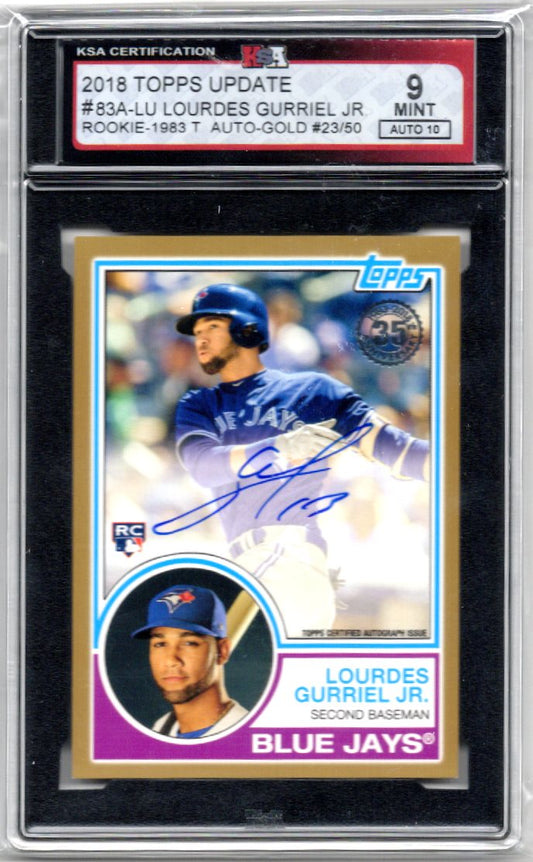 2018 Topps Update Lourdes Gurriel Jr Graded Auto Gold Card #83A-LU 23/50 KSA 9