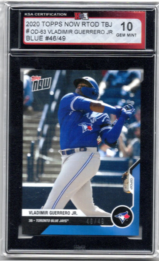 2020 Topps Now RTOD TBJ Vladimir Guerrero Jr Graded Rookie Card #OD-63 KSA 10