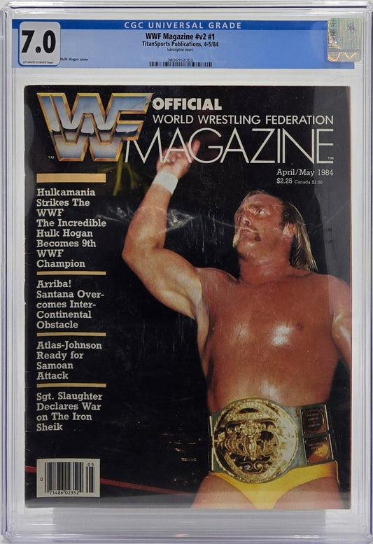 1984 WWF Magazine Issue #1 Graded CGC 7.0 Hulk Hogan Cover Rare Newsstand Edition