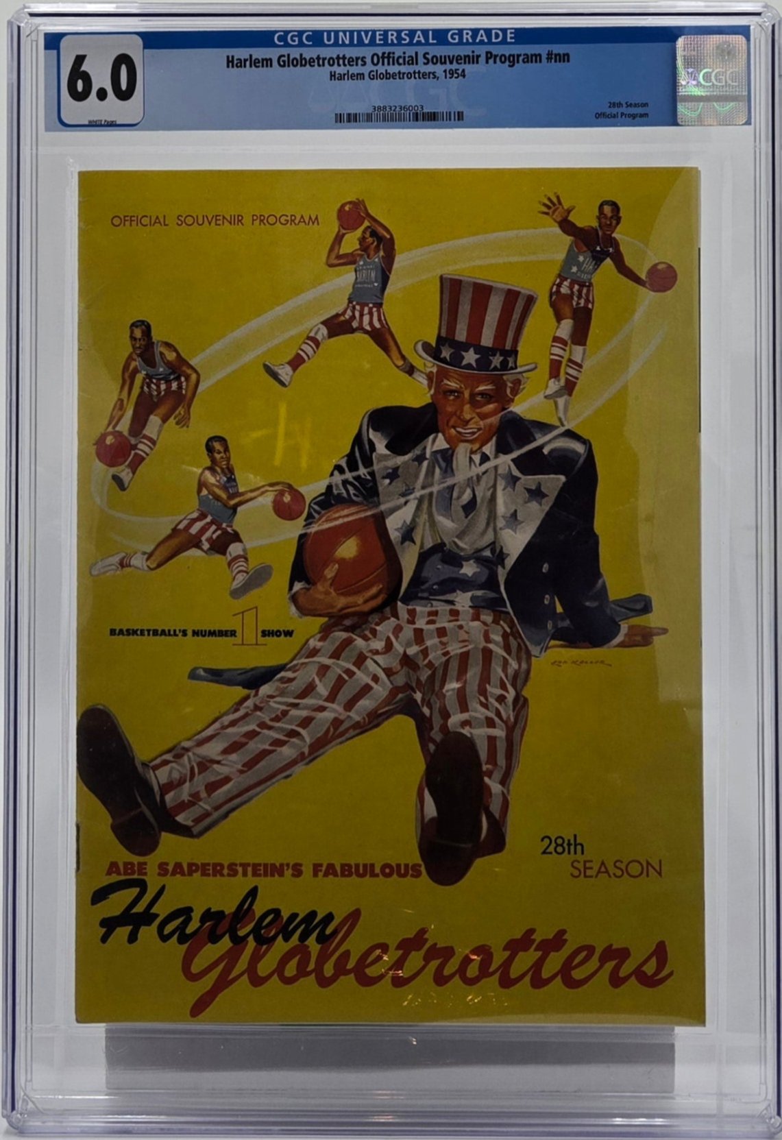 1954 Harlem Globetrotters Basketball Official Souvenir Program Graded CGC 6.0 28th Season