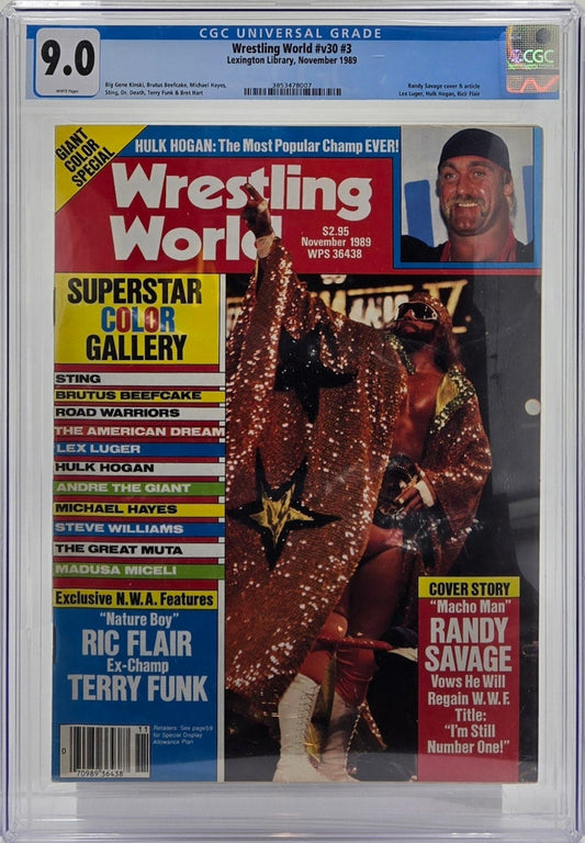 1989 Wrestling World Magazine Graded CGC 9.0 Randy Savage Cover Rare Newsstand Edition