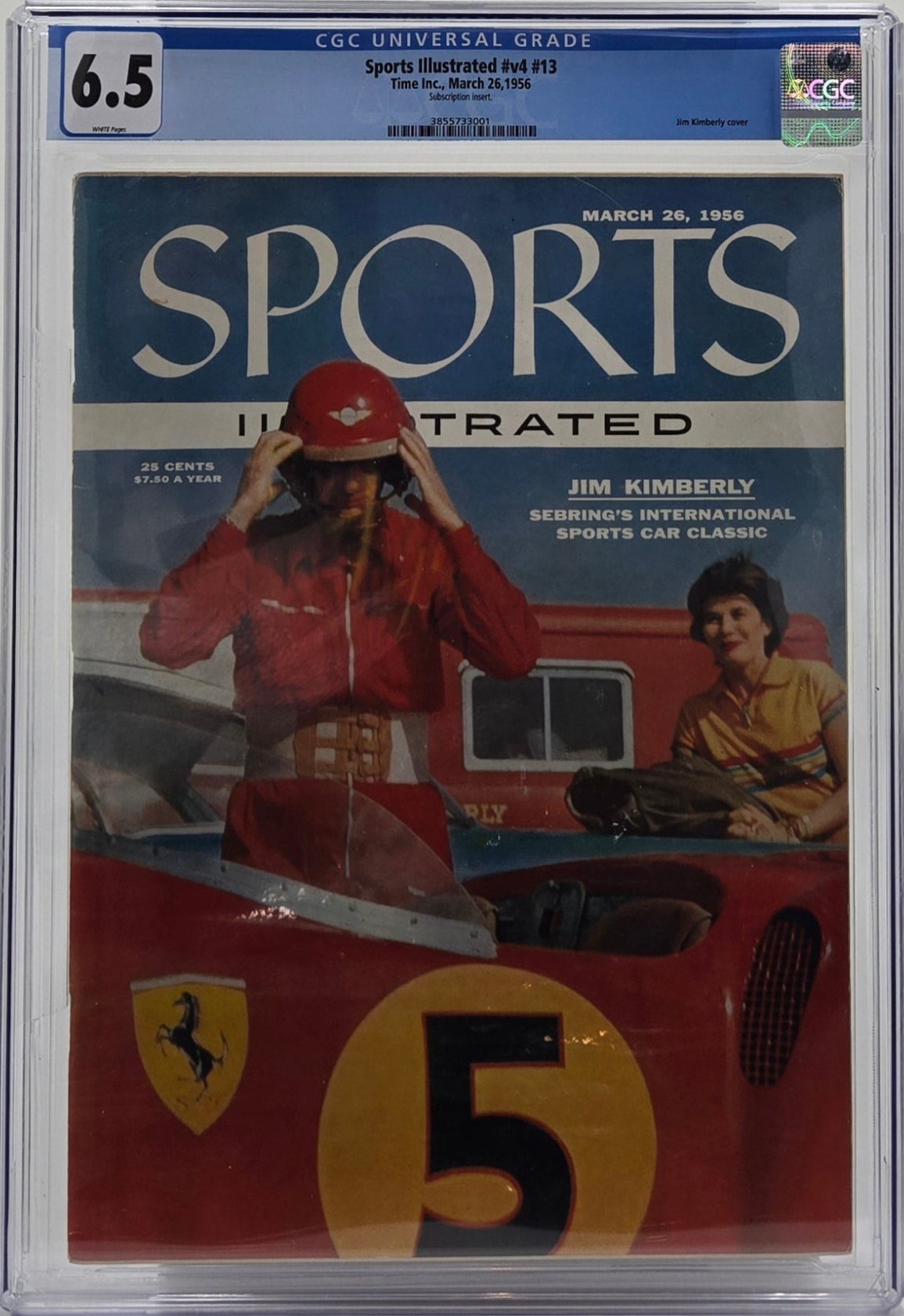 1956 Sports Illustrated Magazine Graded CGC 6.5 1st Jim Kimberly Ferrari Cover Rare Newsstand Edition