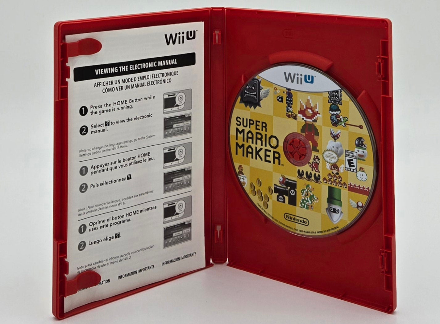 2015 Nintendo Super Mario Maker Wii U Video Game Disc In Box