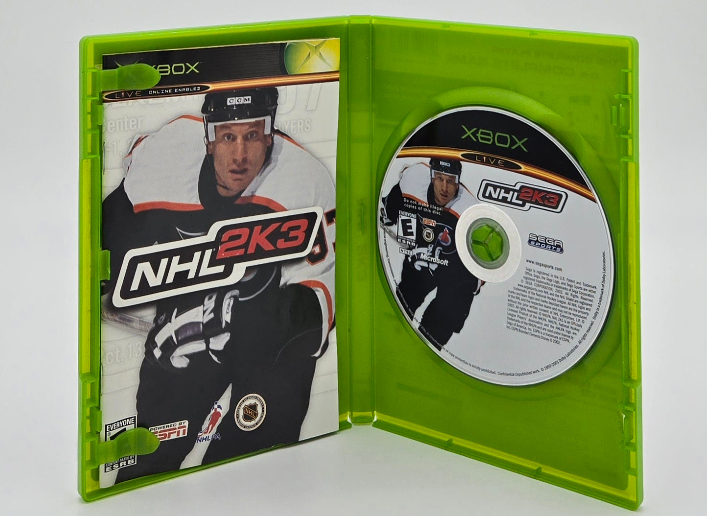 2003 Sega NHL 2k3 Xbox Video Game Disc In Box