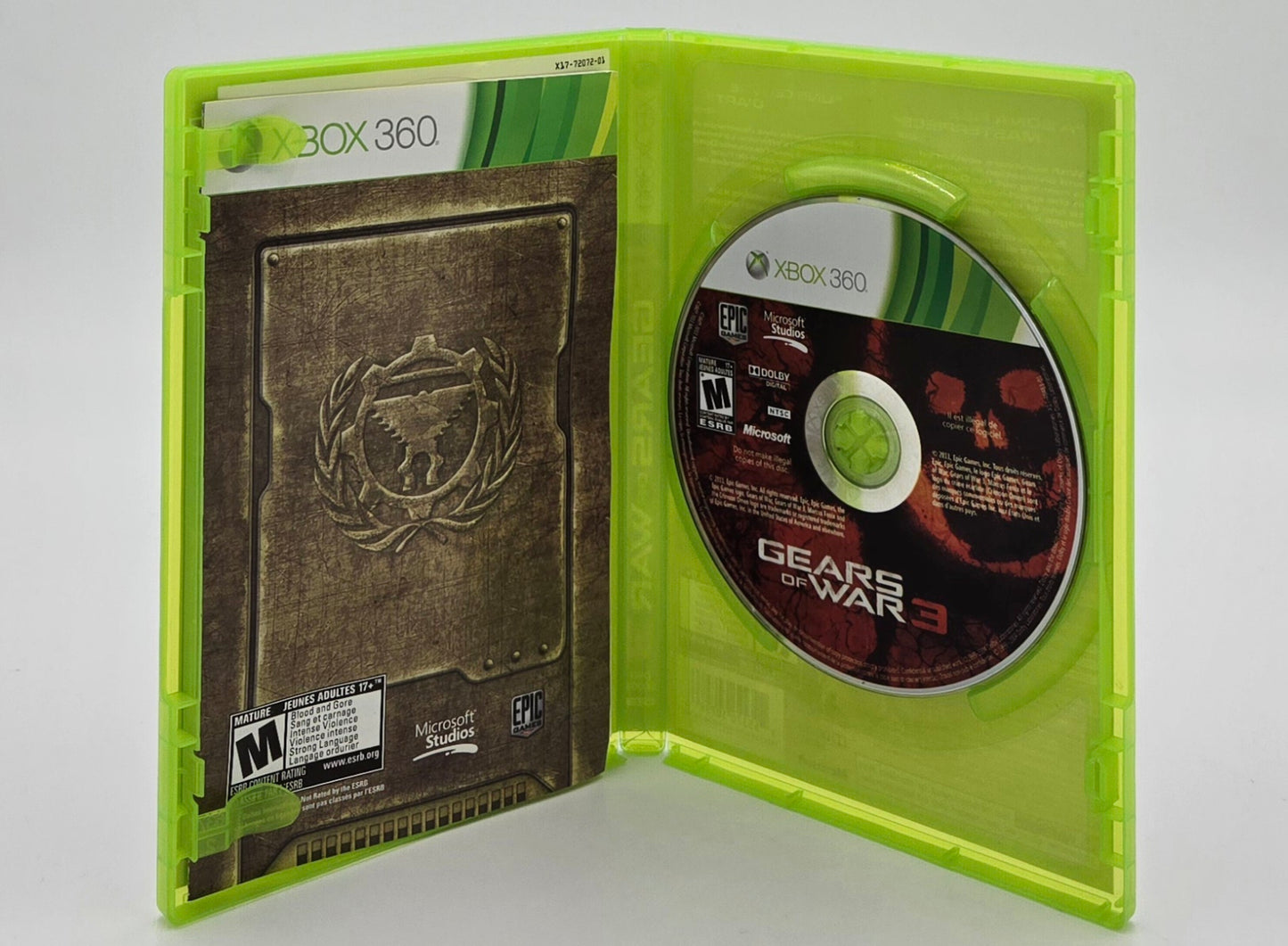 2011 Gears of War 3 Xbox 360 Video Game Disc In Box