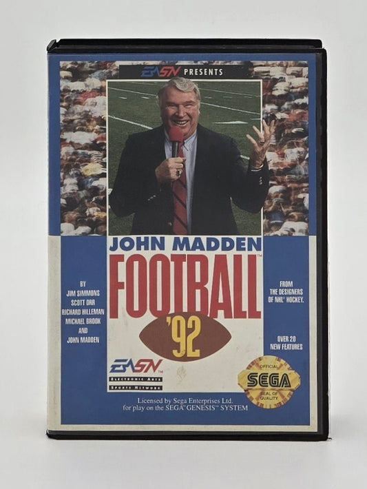 EASN John Madden Football '92 Sega Genesis Video Game Cartridge In Box