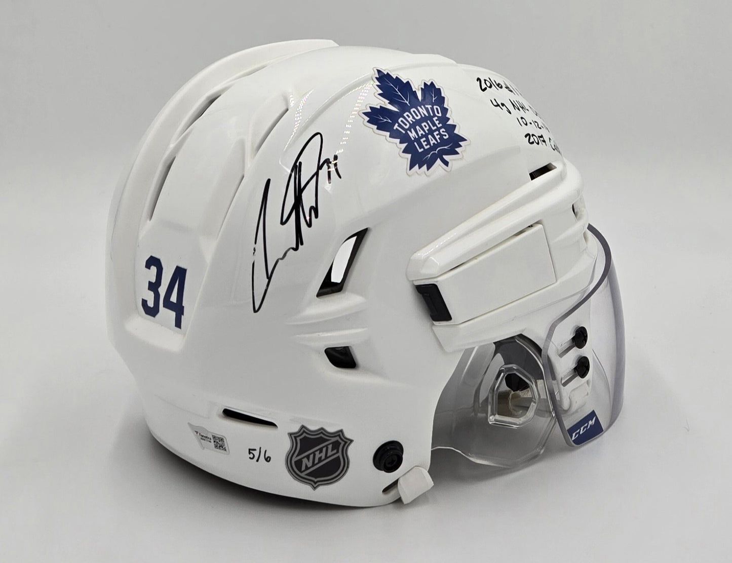 Auston Matthews Signed Toronto Maple Leafs Helmet (4 Goal Game Inscription) Fanatics Only 6 Made