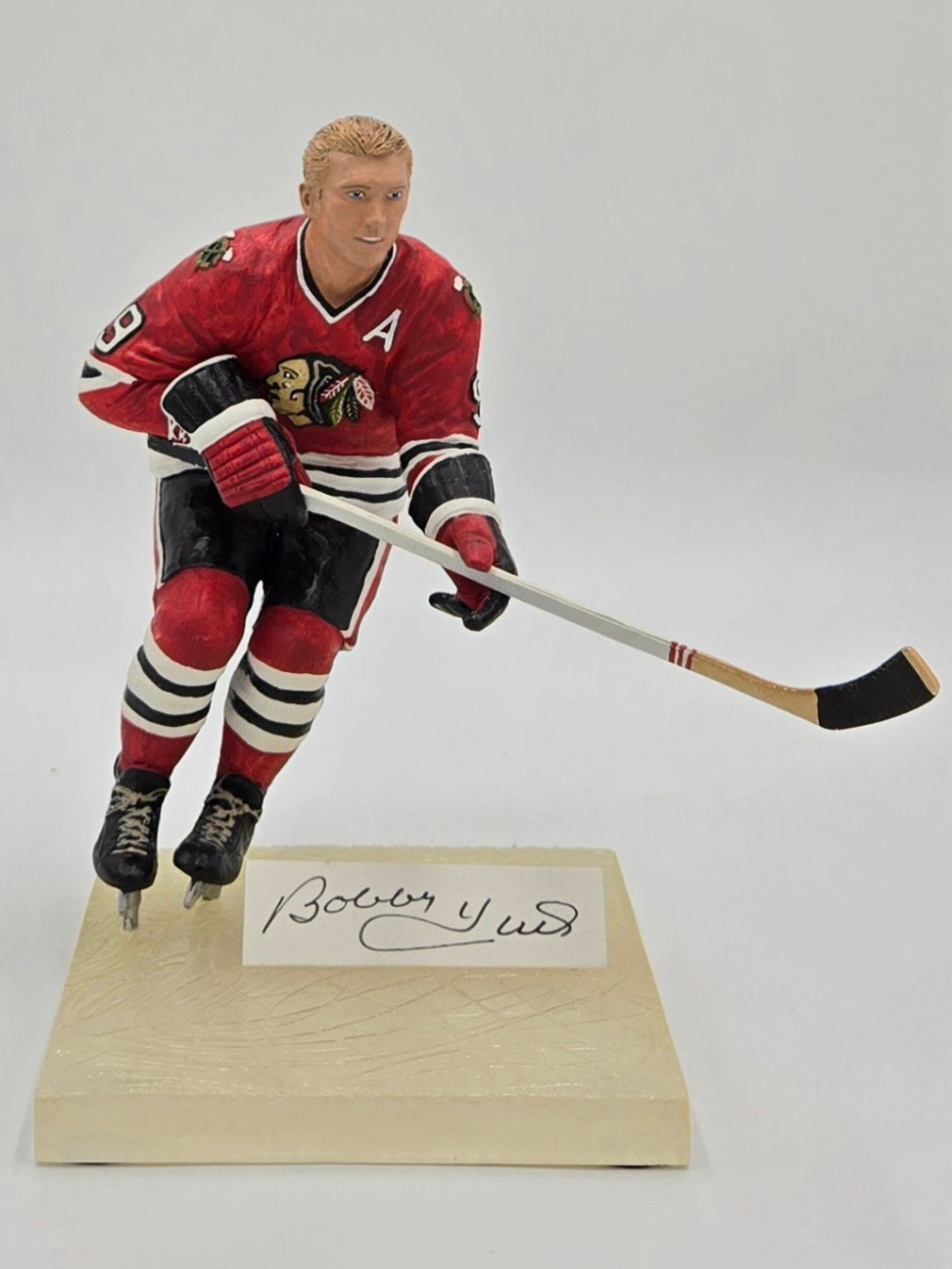 Bobby Hull Signed Hand Painted Collectible Porcelain Statue Figure JSA Certified