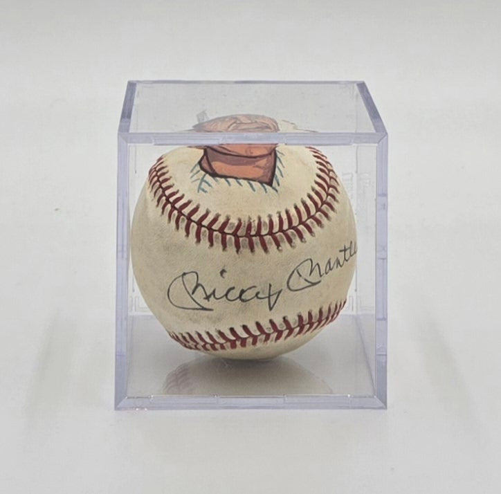 Mickey Mantle Autographed Picture Baseball Signed On Sweetspot Including COA