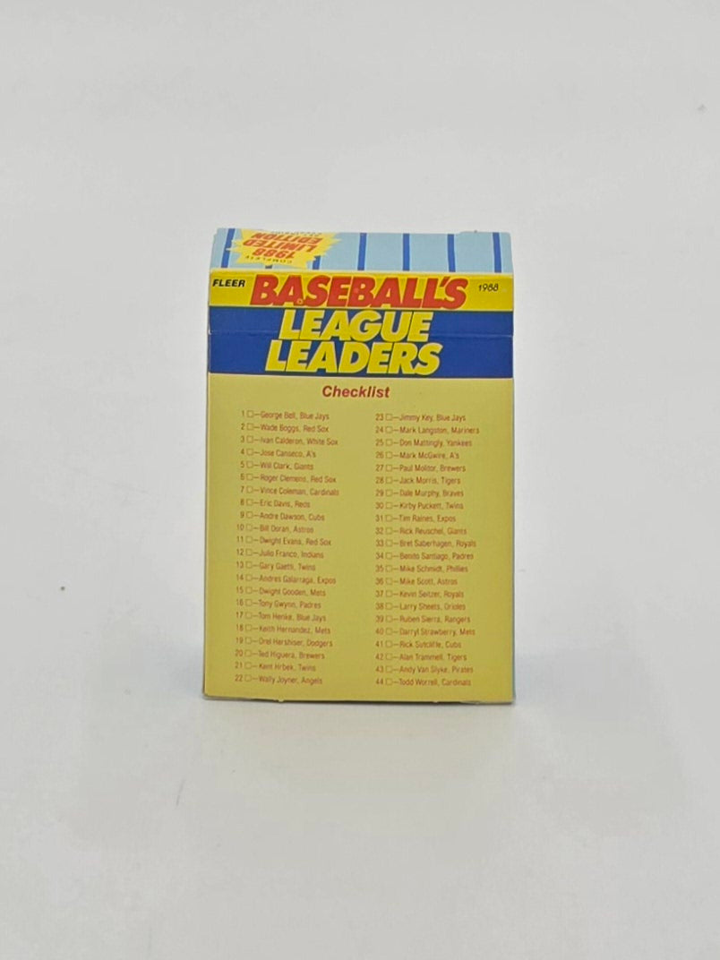 1988 Fleer MLB Baseball's League Leaders Cards & Logo Stickers Complete Set (44 Cards)