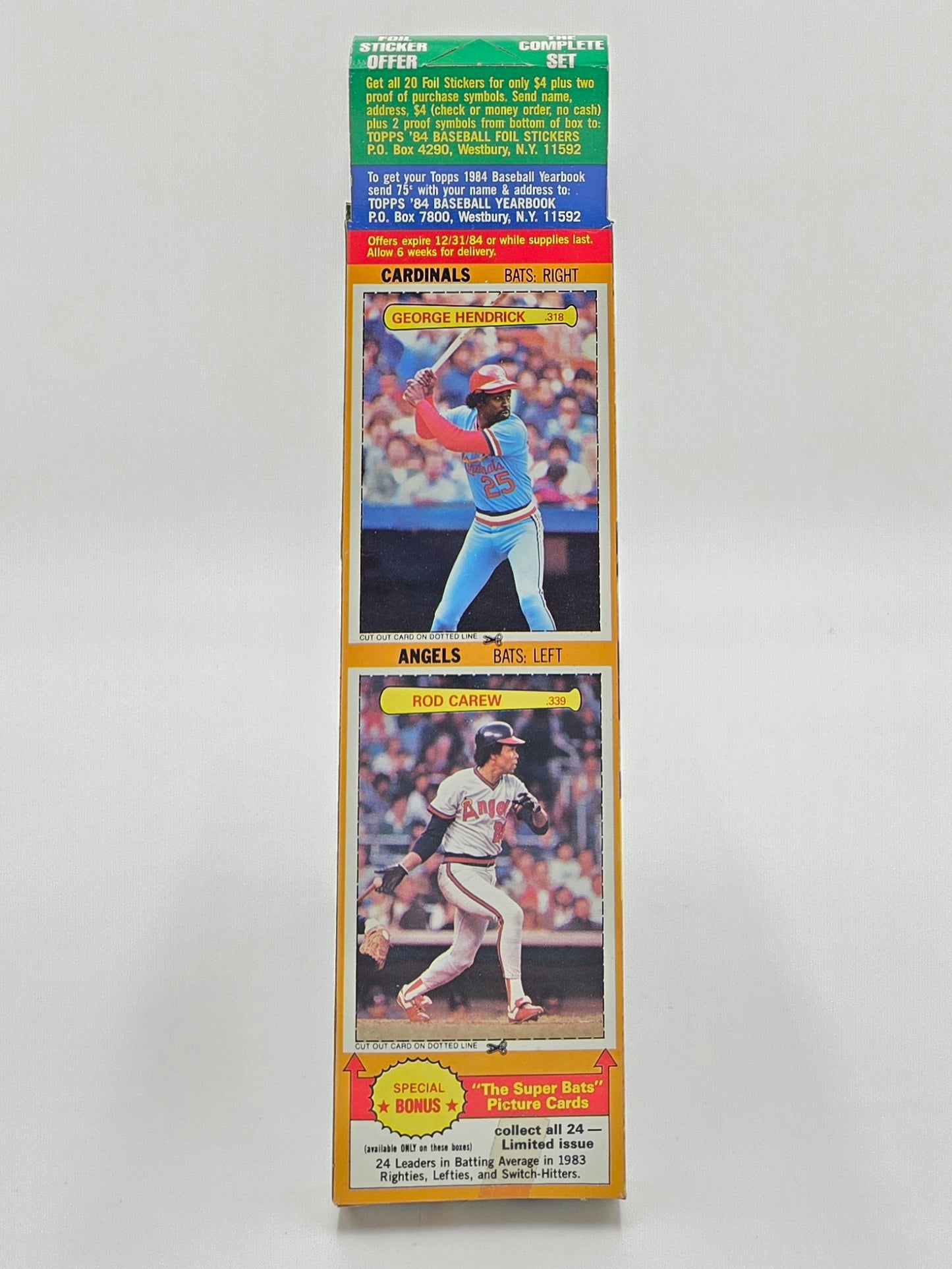 1984 Topps Baseball Yearbook Sticker Hanger Box (35 Stickers)