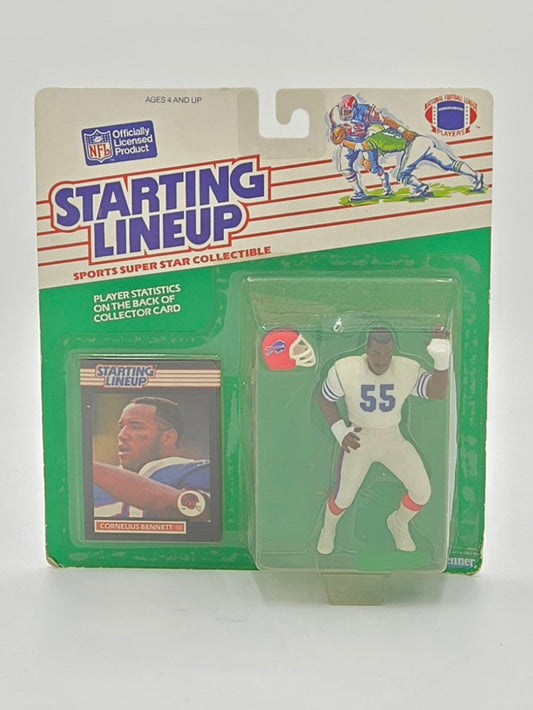 1989 Kenner NFL Starting Lineup Cornelius Bennett Figure and Football Card Buffalo Bills