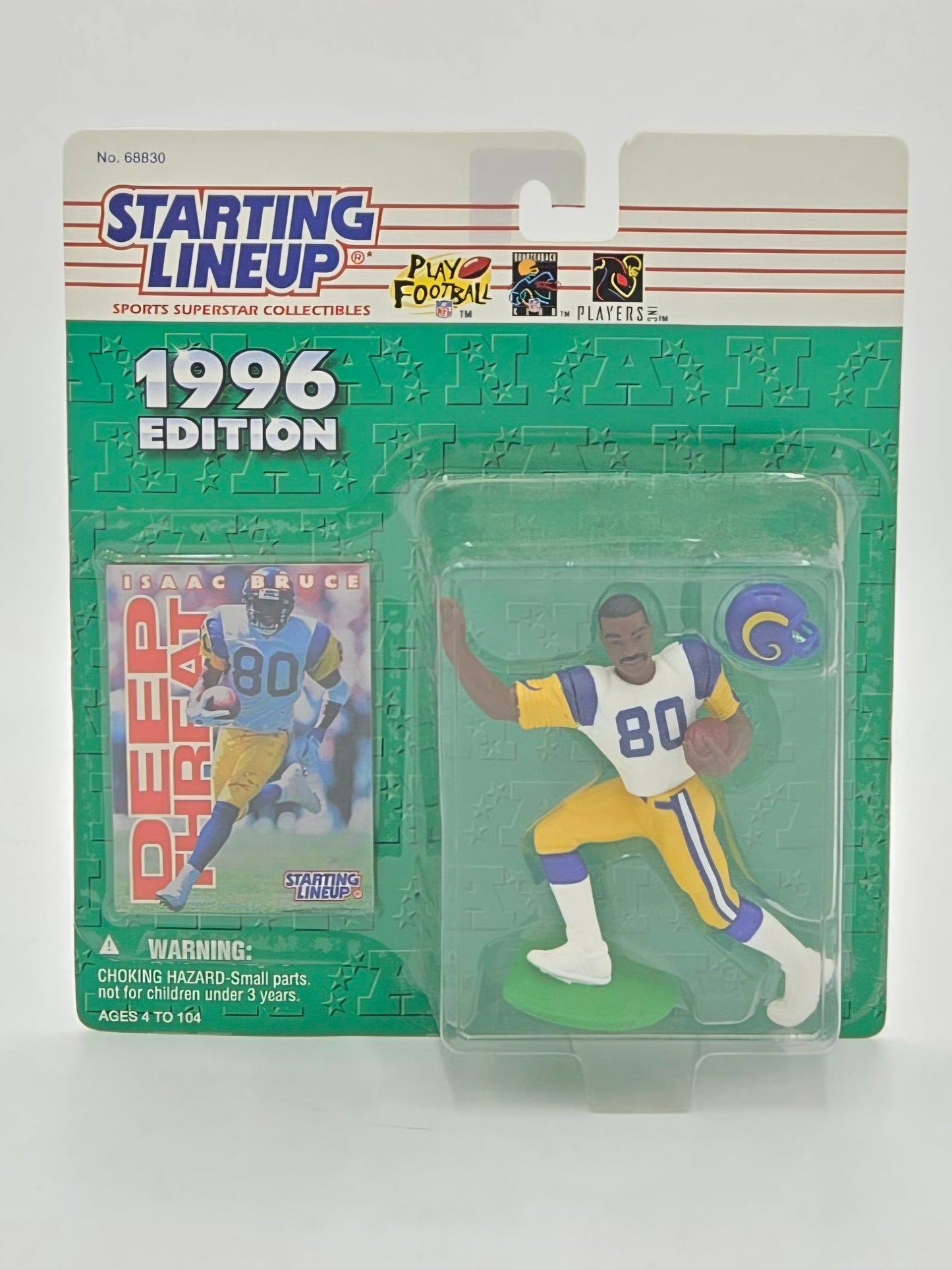 1996 Kenner NFL Starting Lineup Isaac Bruce Figure and Football Card St Louis Rams