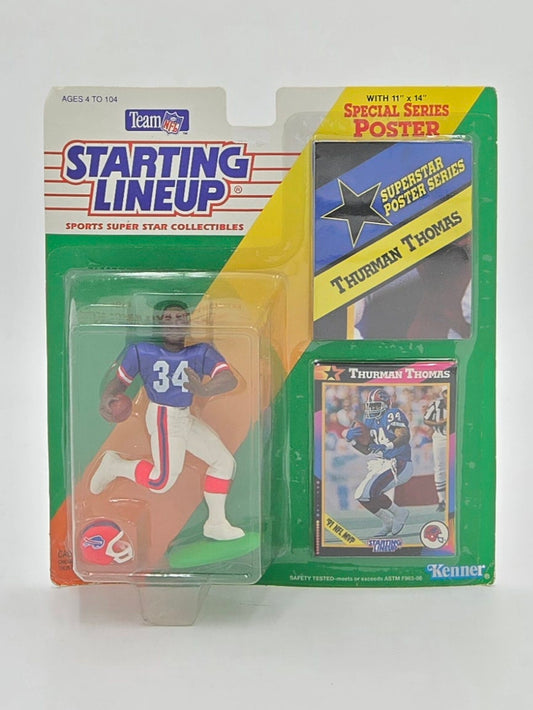 1992 Kenner NFL Starting Lineup Thurman Thomas Figure Card and Special Series Poster