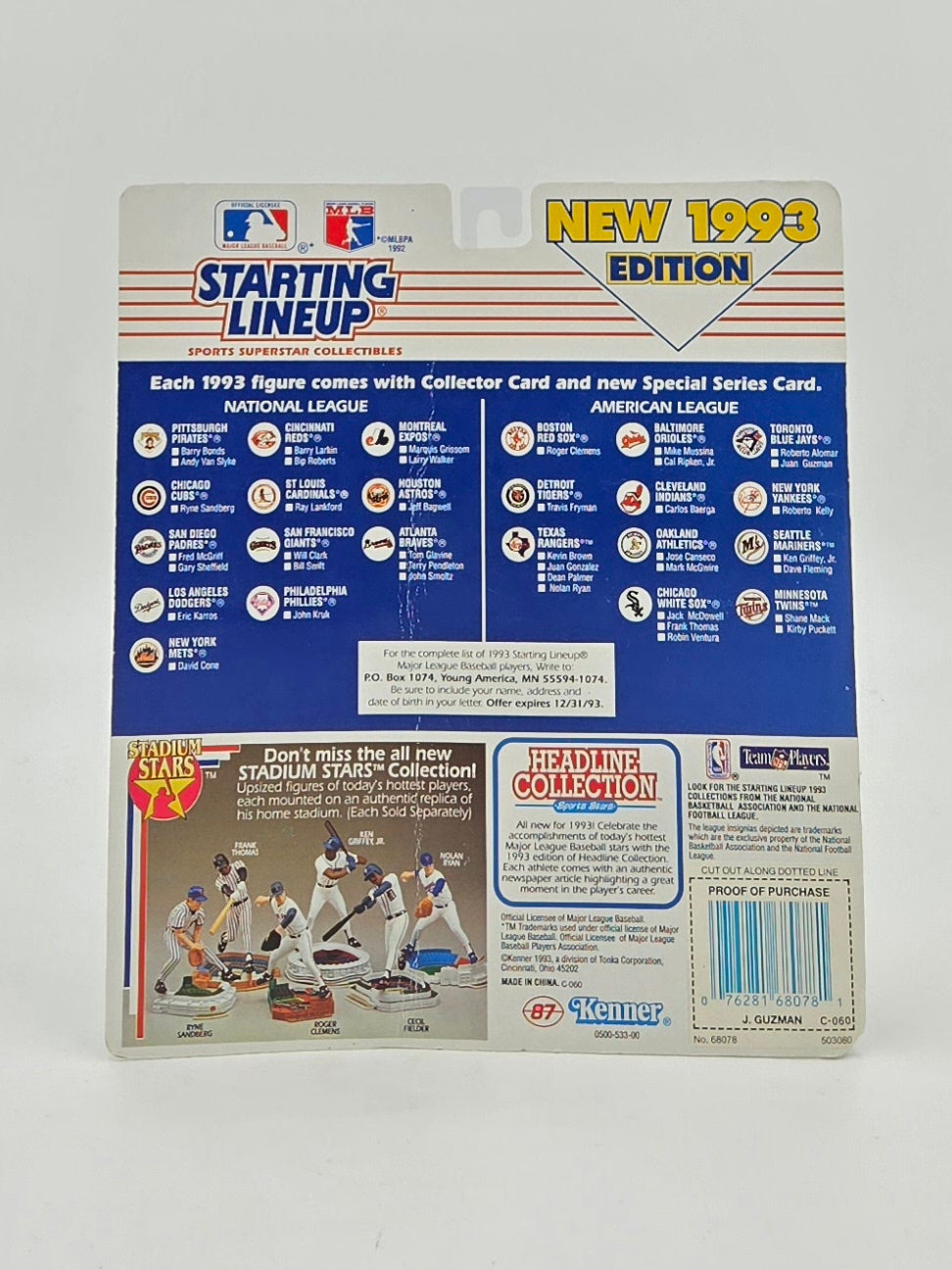 1993 Kenner MLB Starting Lineup Juan Guzman Figure and Special Series Card