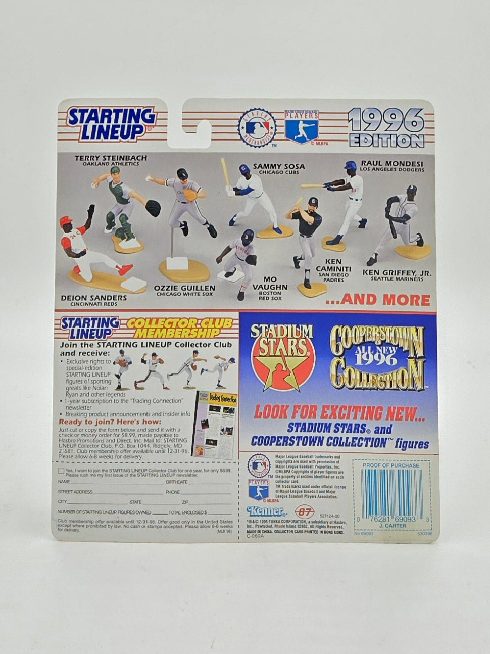 1996 Kenner MLB Starting Lineup Joe Carter Figure and Card Toronto Blue Jays