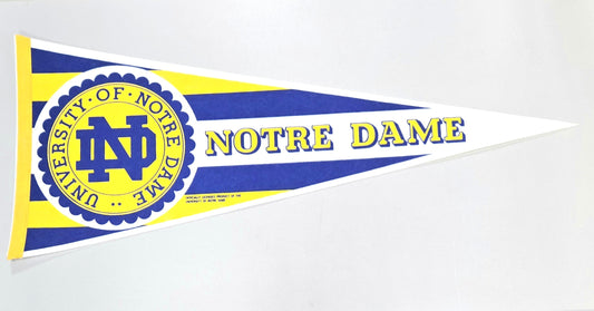 1980s University of Notre Dame Fighting Irish NCAA Vintage Pennant Banner 12" x 30"