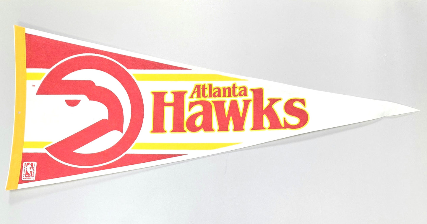 1980s Atlanta Hawks Official NBA National Basketball Association Vintage Felt Pennant Banner 12" x 30"