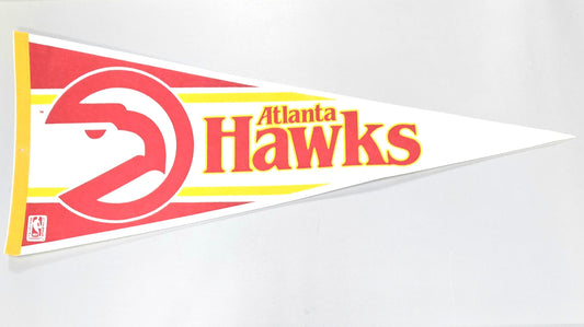 1980s Atlanta Hawks Official National Basketball Association Vintage Felt Pennant Banner 12" x 30"
