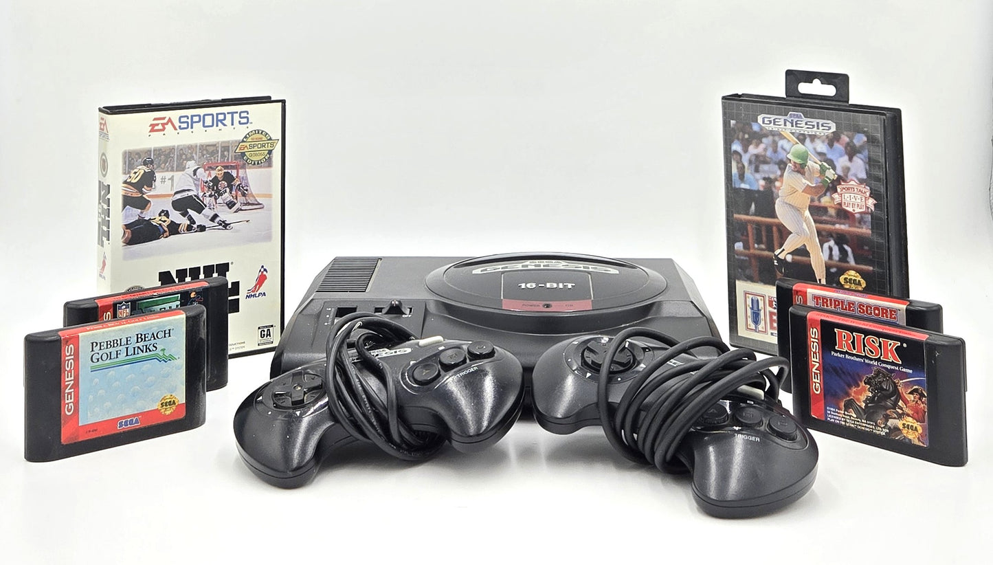 Sega Genesis Vintage Video Game Console Bundle + 6 Games