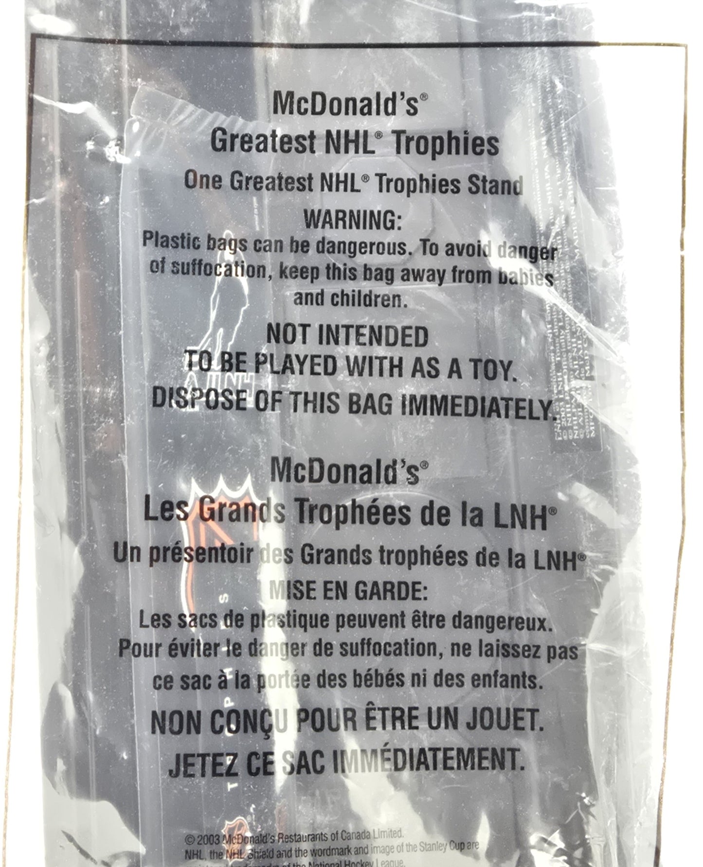 2003 McDonald's NHL Greatest Trophies Stand Only (Sealed)