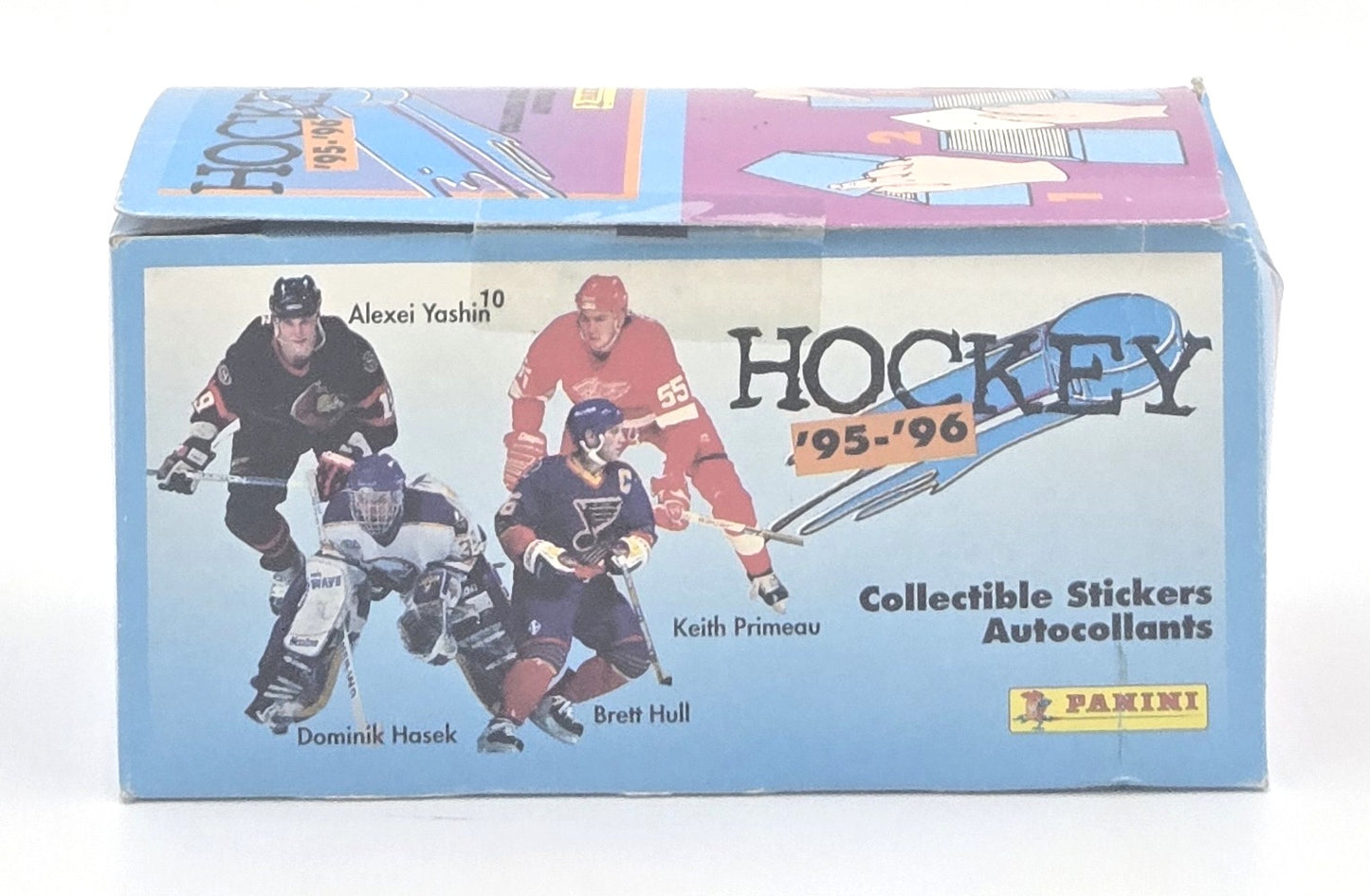 1995/96 Panini NHL Hockey Collectible Sticker Box (100 Packs) & Album Book