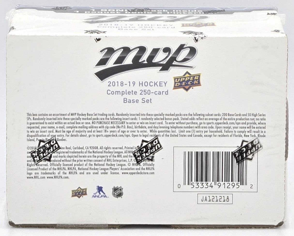 2018/19 Upper Deck MVP Hockey Card Complete Base Set (250 Cards) Sealed