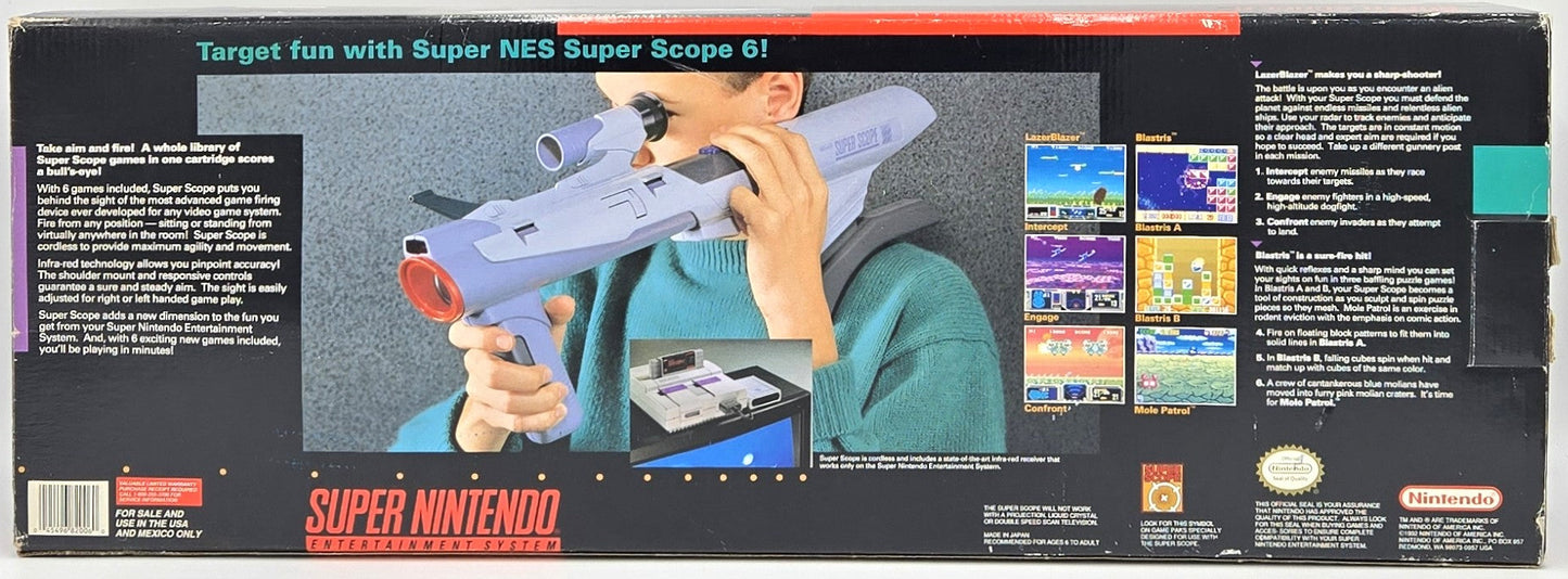 1992 Nintendo Super Scope 6 SNES Video Game Accessory and Cartridge Complete in Box
