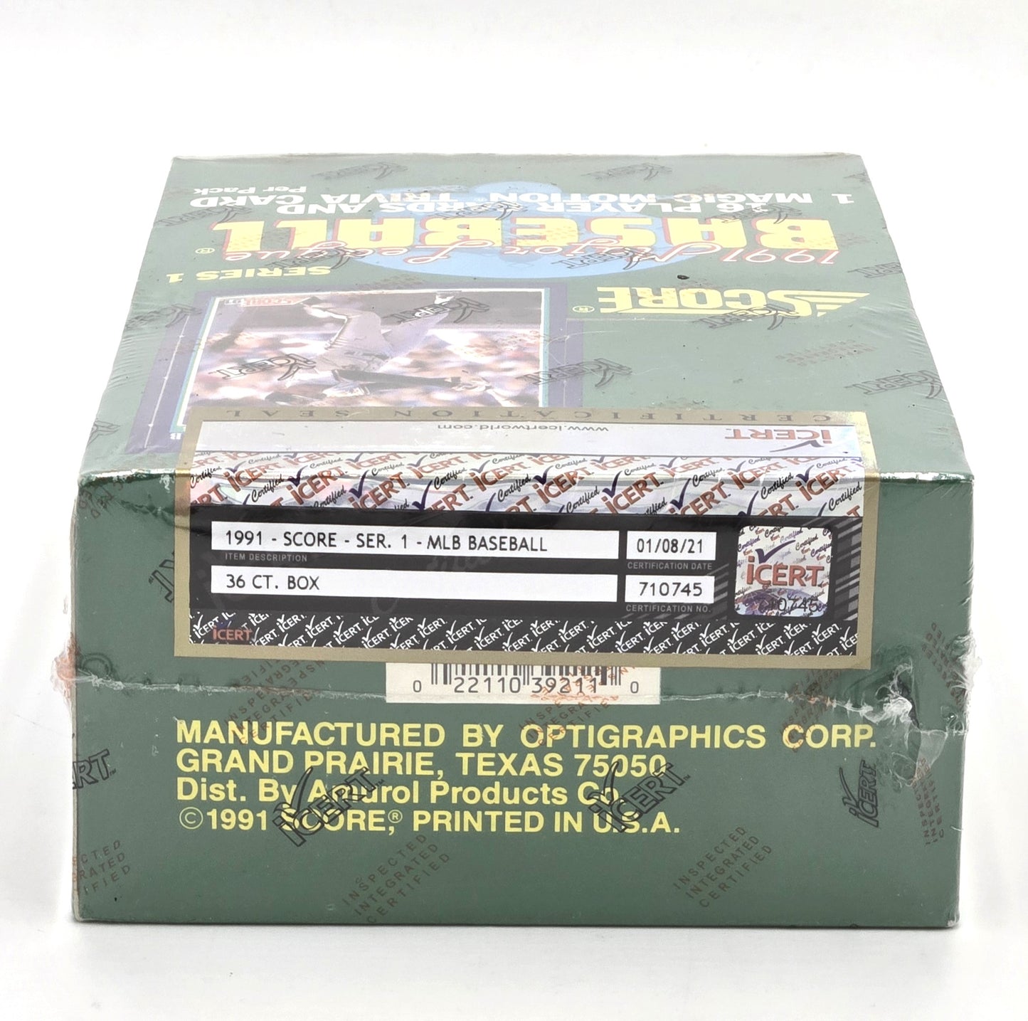 1991 Score MLB Baseball Card Wax Box (36 Packs) iCert Sealed