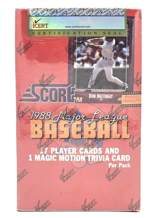 1988 Score MLB Baseball Card Wax Box (36 Packs) iCert Sealed
