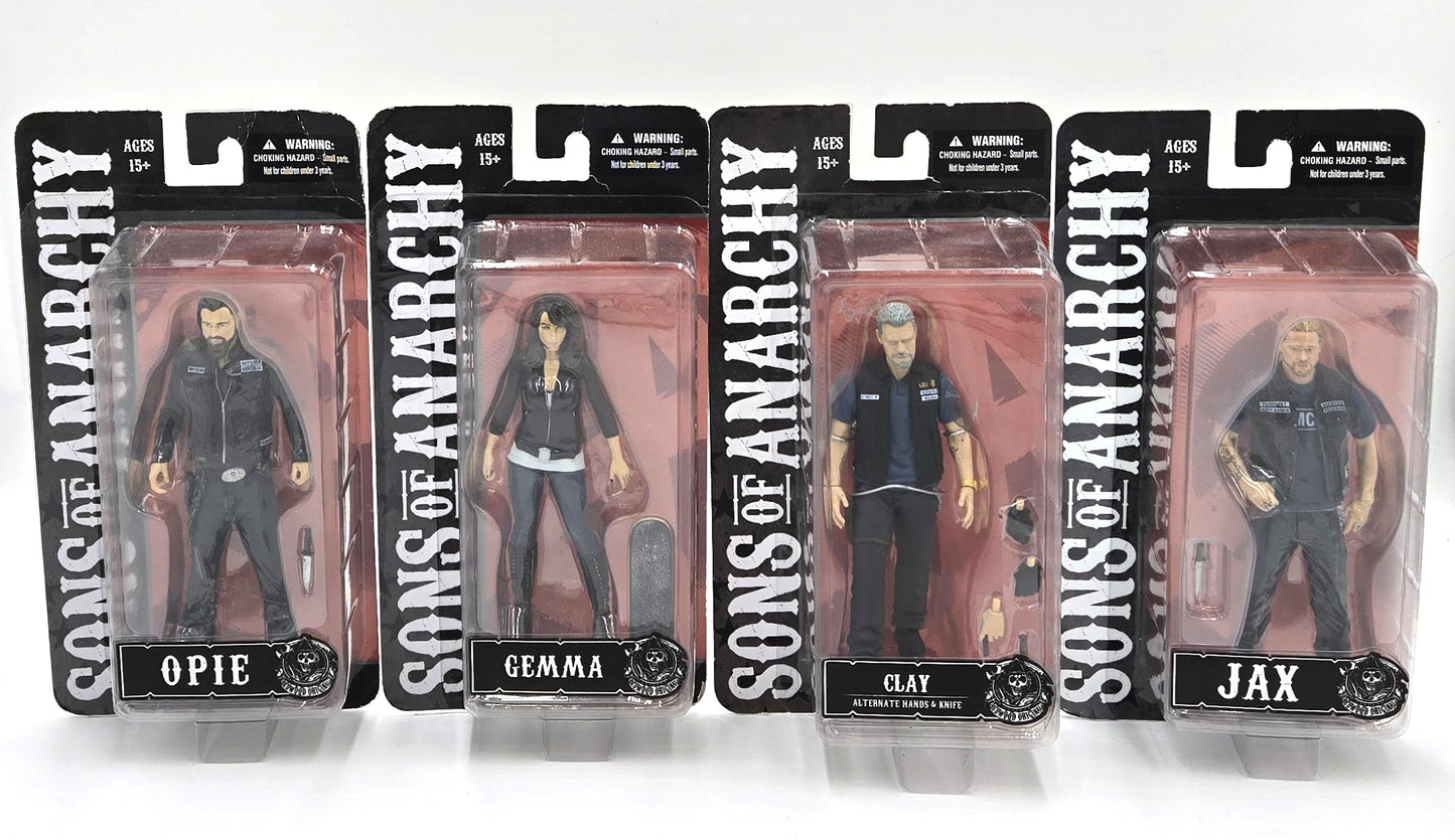 2014 Mezco Toys Sons of Anarchy Collectible Figure Set of 4 - Clay, Gemma, Jax, Opie