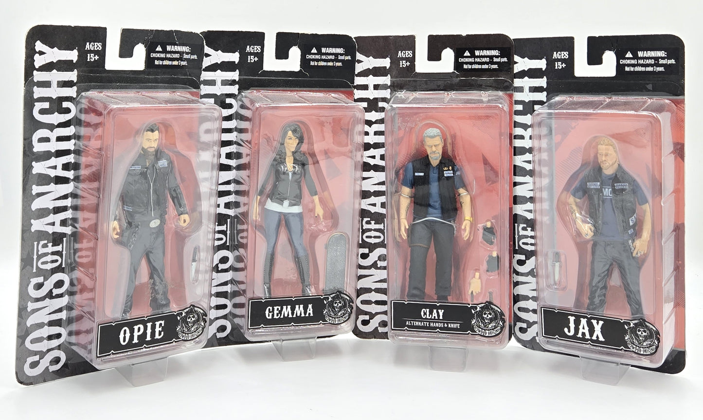 2014 Mezco Toys Sons of Anarchy Collectible Figure Set of 4 - Clay, Gemma, Jax, Opie