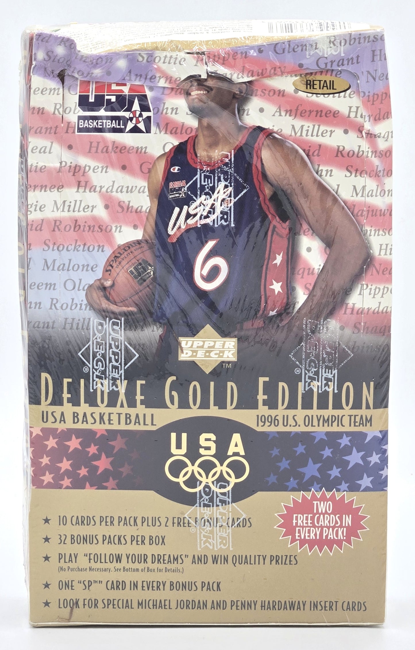 1996 Upper Deck US Olympic Team Deluxe Gold Edition Basketball Card Retail Box (40 Packs) Sealed