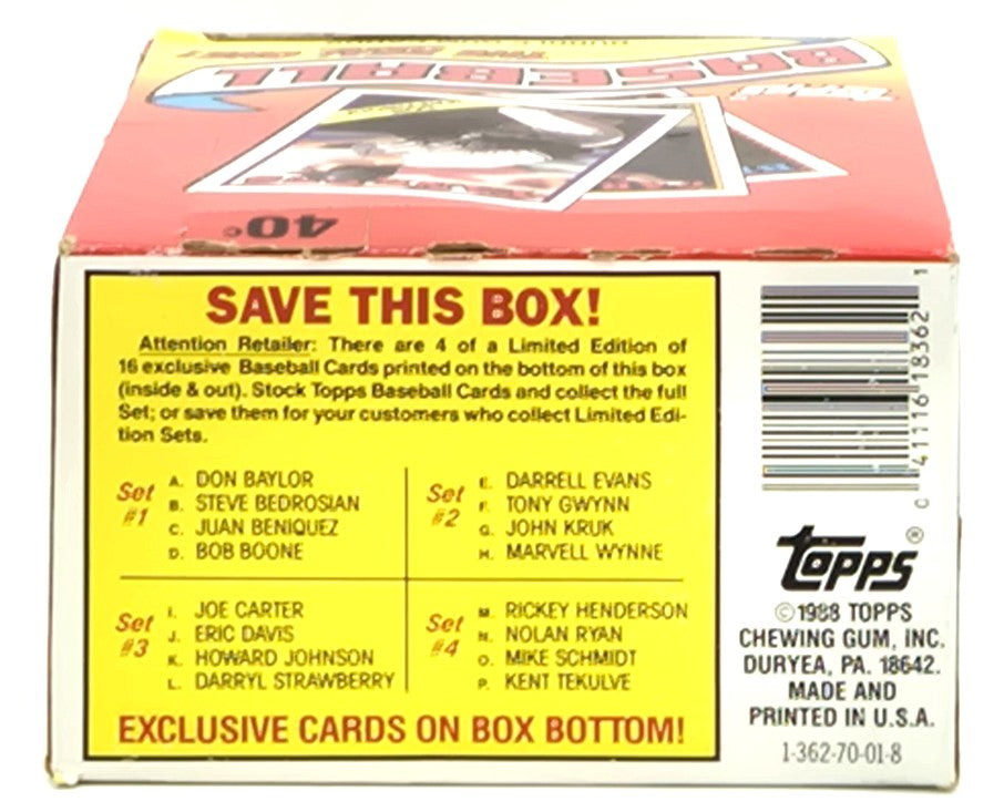 1988 Topps MLB Baseball Wax Box (36 Packs) Opened